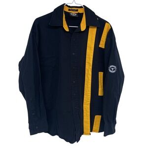 Asphalt Cowboy Westmoor Mfg Western Button Down Shirt Medium Black Yellow Cotton